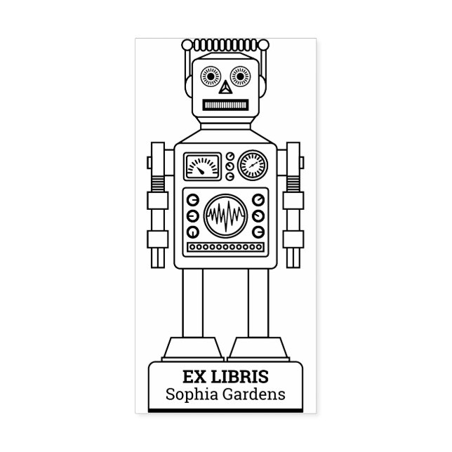 Ex Libris - Robot Librarian v3 Rubber Stamp (Imprint)