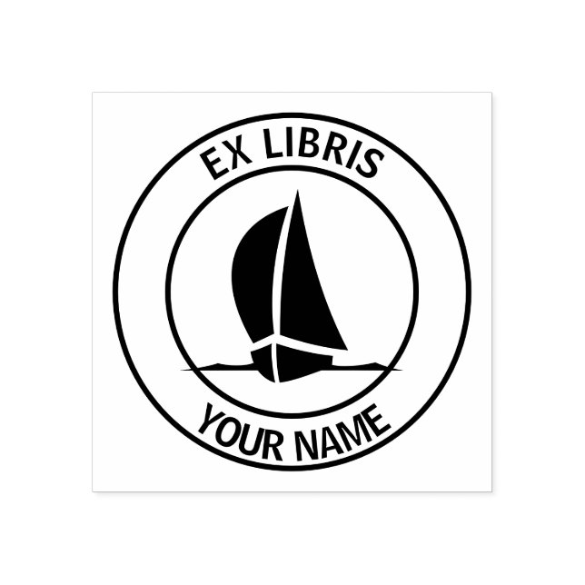 Ex libris sail boat bookplate rubber stamp (Imprint)