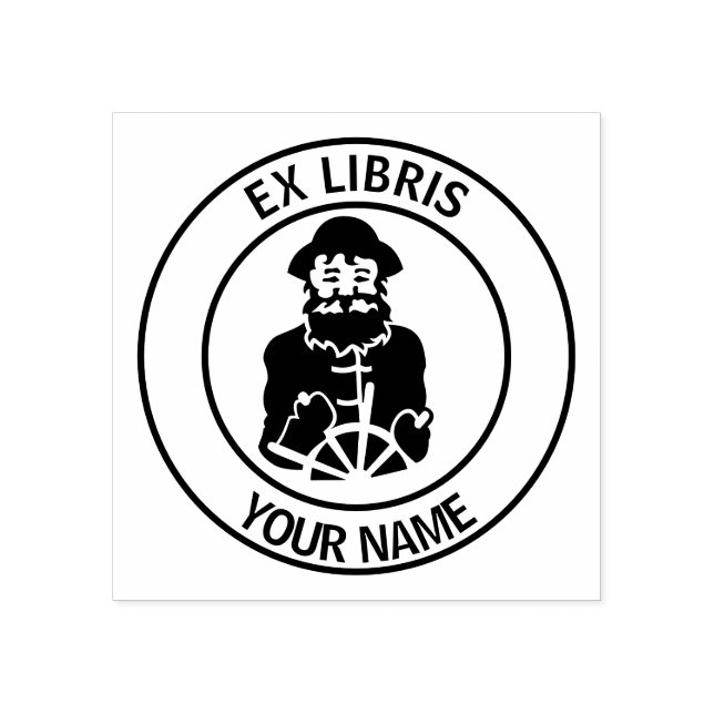 Ex libris sailor bookplate rubber stamp (Imprint)