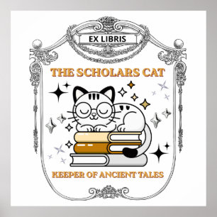 Ex Libris Scholar Cat Dark Academia Poster