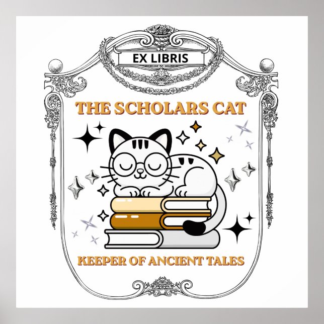 Ex Libris Scholar Cat Dark Academia Poster (Front)