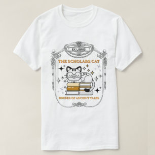 Ex Libris Scholar Cat Dark Academia Vintage Bookpl T-Shirt