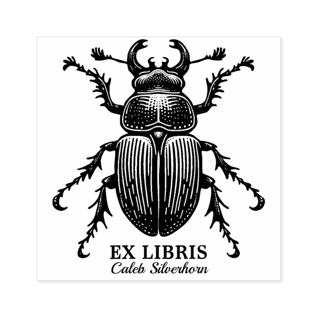 Ex Libris - Stag Beetle Rubber Stamp (Imprint)