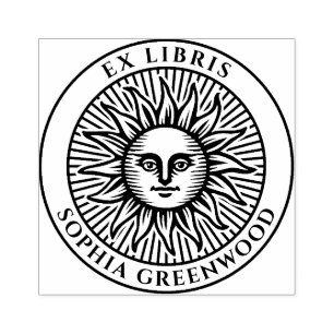 Ex Libris - Sun Face 3 Rubber Stamp