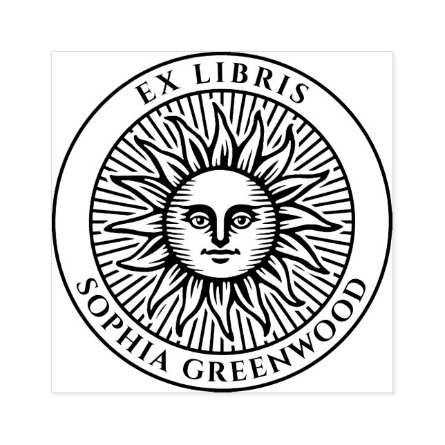 Ex Libris - Sun Face 3 Rubber Stamp (Imprint)
