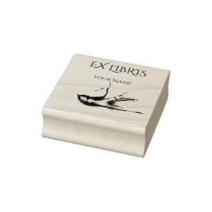 EX LIBRIS - swallow bird Rubber Stamp