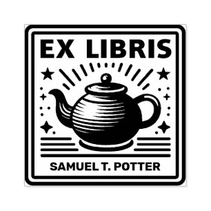 Ex Libris - Tea Party Rubber Stamp