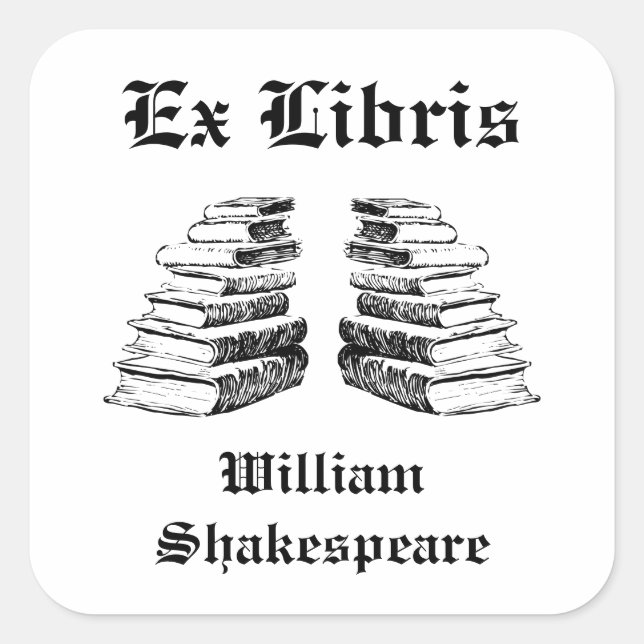 Ex Libris Vintage Books Custom Bookplate Square Sticker (Front)
