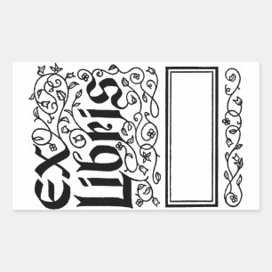 Ex Libris ~ Vintage Looking Bookplate / Booklabel Rectangular Sticker