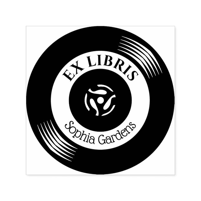 Ex Libris Vinyl Record Self-inking Stamp (Design)