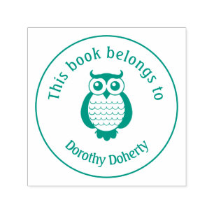 Ex Libris with Owl Personalizable Self-inking Stamp