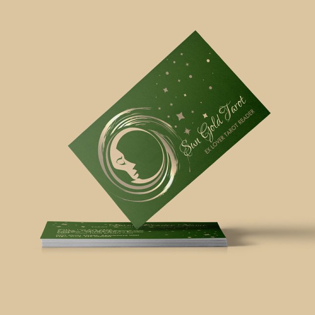 Ex Lover Tarot Reader Green celestial Business Card (Creator Uploaded)