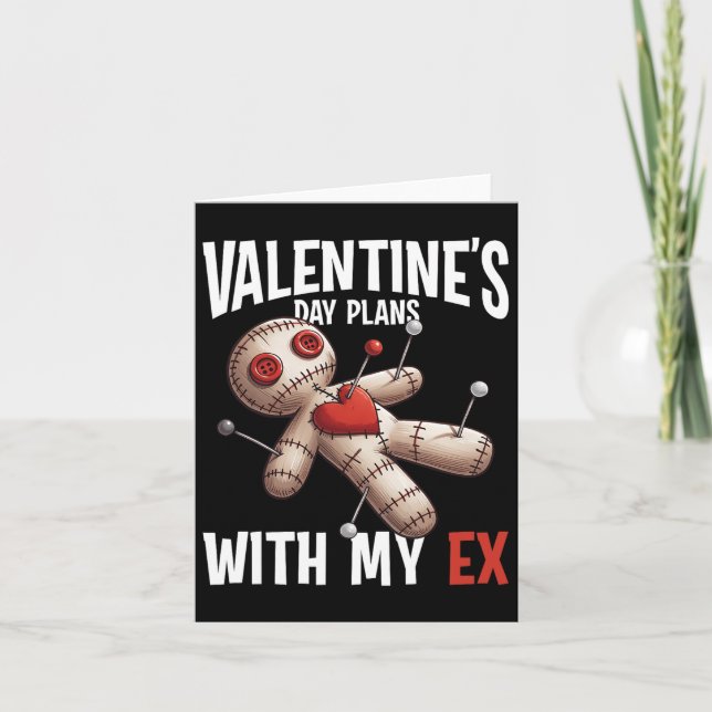 Ex Lover Voodoo Doll Valentines Day Plan Funny Rev Card (Front)