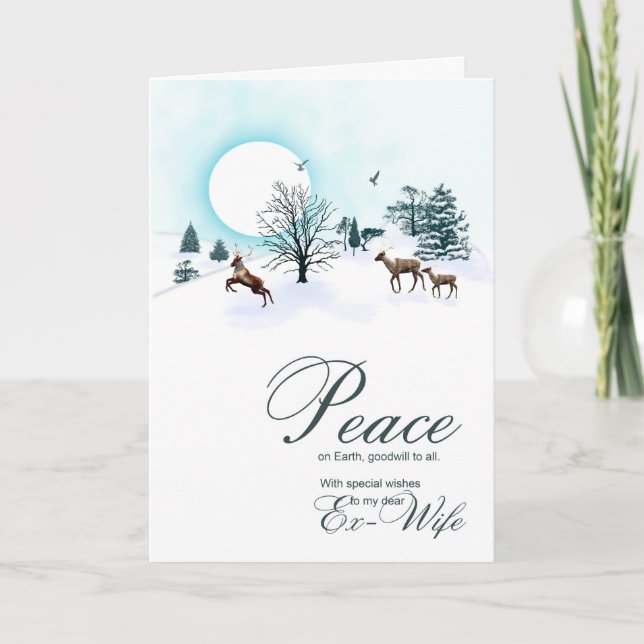 Ex-wife, Christmas scene with reindeer Holiday Card (Front)