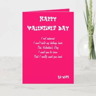 Ex-wife I want you back valentine's day cards