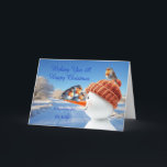 Ex Wife Robins and Snowman Christmas Holiday Card<br><div class="desc">A beautiful Christmas card for an ex wife. Send seasonal cheer with this beautifully illustrated Christmas card showcasing three cheeky robins balancing on a snowman's carrot nose. A joyful design capturing the magic of winter and the spirit of the holidays.</div>