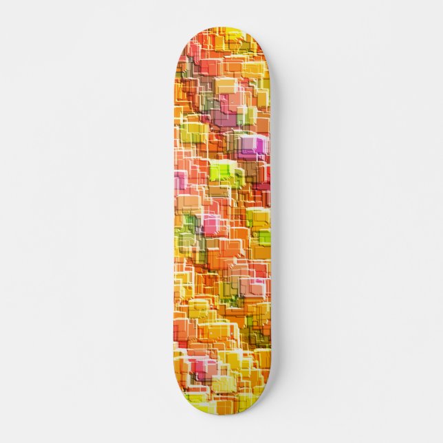 Exaggerated mess of embossed square overlays throw skateboard (Front)