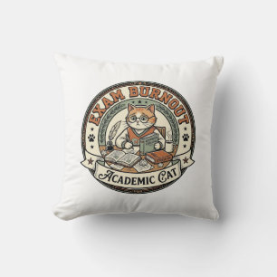 Exam Burnout Academic Cat Exam Burnout Academic Ca Cushion