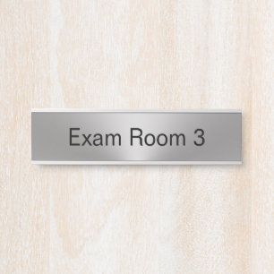 Exam Room 3 Silver and Black Text Template Door Sign
