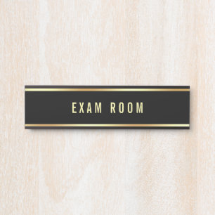 Exam Room Black Gold Customisable Text Template Door Sign