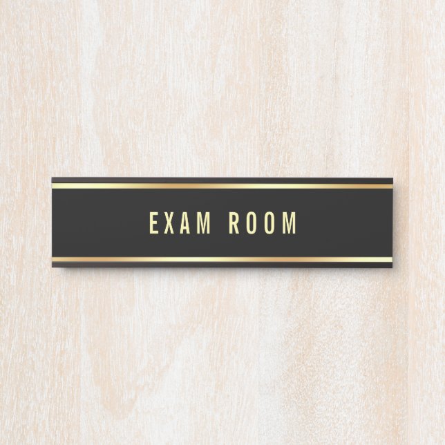 Exam Room Black Gold Customisable Text Template Door Sign (Front)