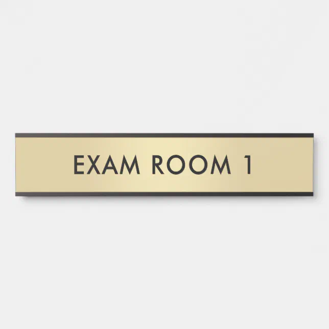 Exam Text Sign Exam Room Gold Black Customisable Text Template Door Sign | Zazzle