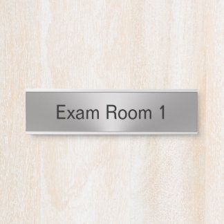 Exam Room Number Silver and Black Text Template Door Sign