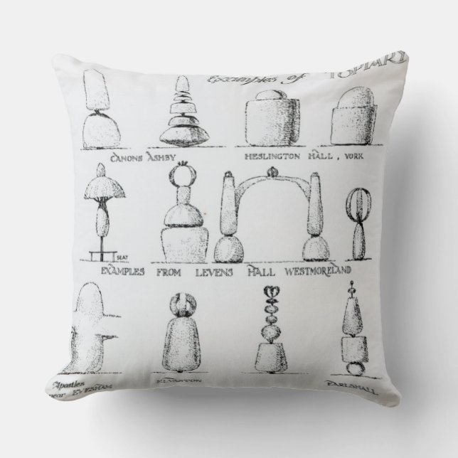 Examples of Topiary Work, 1902 (engraving) (b/w ph Cushion (Front)