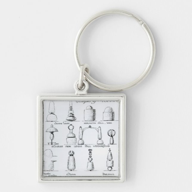 Examples of Topiary Work, 1902 (engraving) (b/w ph Key Ring (Front)