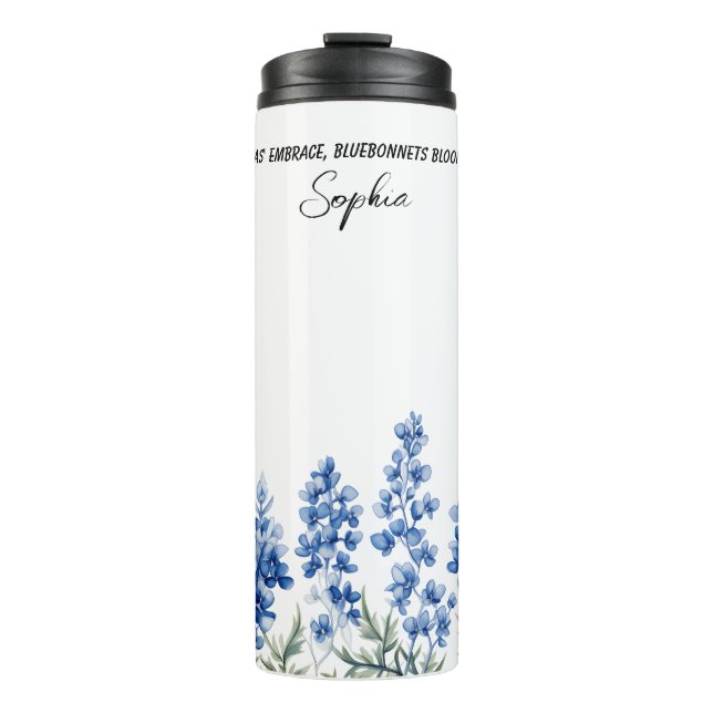 exas Bluebonnets with Verse Personalised  Thermal Tumbler (Front)