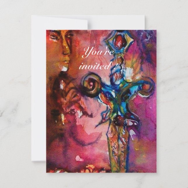 EXCALIBUR 5, bright red ,pink purple Invitation (Front)