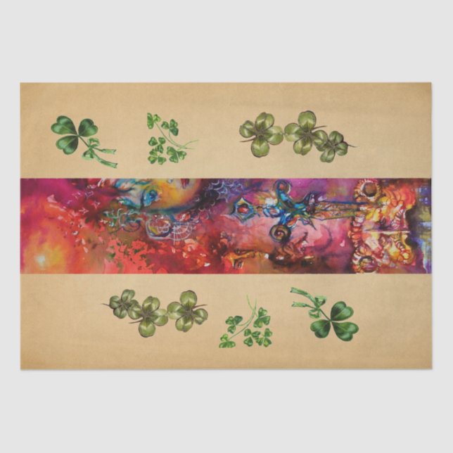 EXCALIBUR AND SHAMROCKS St Patrick's Day  Tissue Paper (Front)