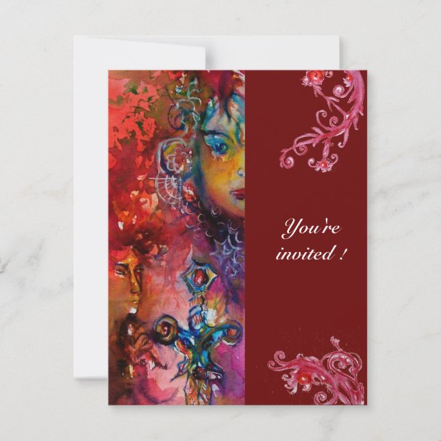 EXCALIBUR , bright red ,black Invitation (Front)