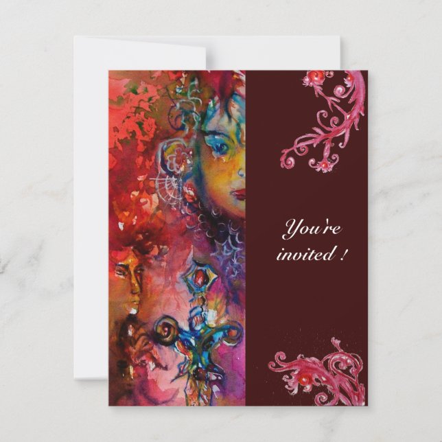 EXCALIBUR , bright red ,black Invitation (Front)