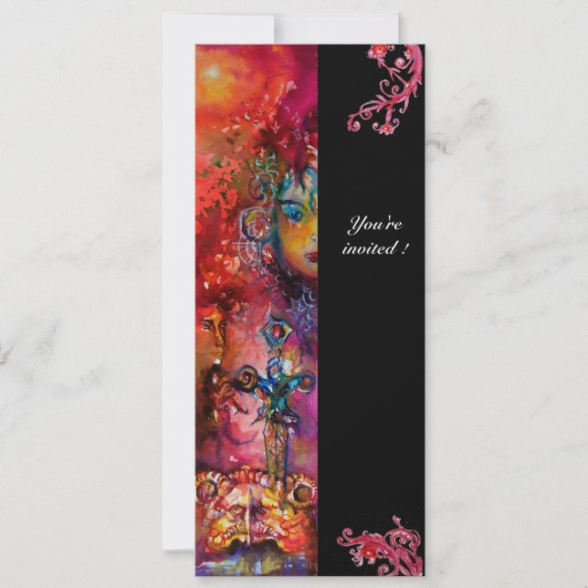 EXCALIBUR , bright red ,black Invitation (Front)