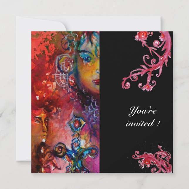 EXCALIBUR , bright red ,black Invitation (Front)