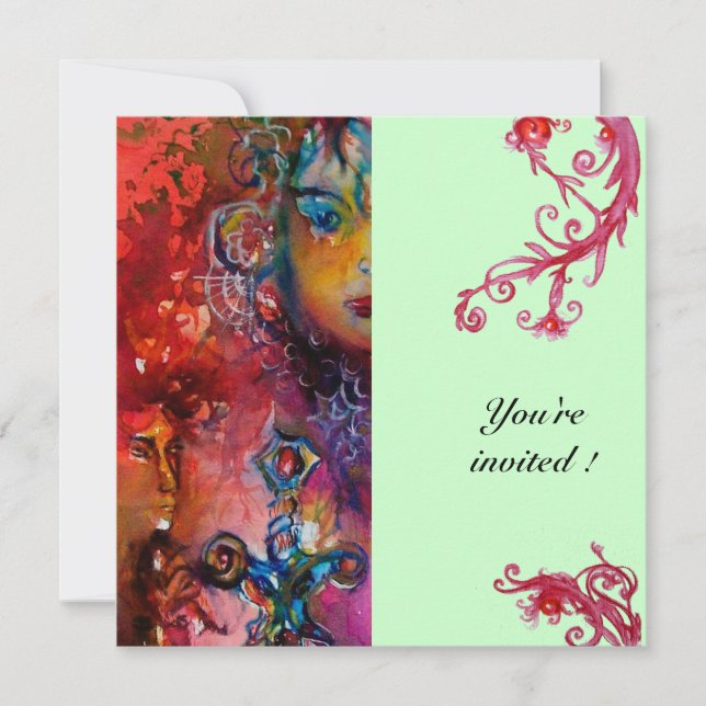 EXCALIBUR , bright red ,blue Invitation (Front)