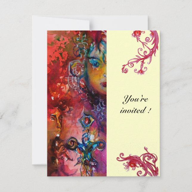 EXCALIBUR , bright red cream Invitation (Front)