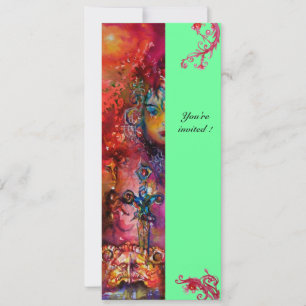 EXCALIBUR , bright red ,pink blue green Invitation