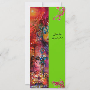 EXCALIBUR , bright red ,pink blue green Invitation