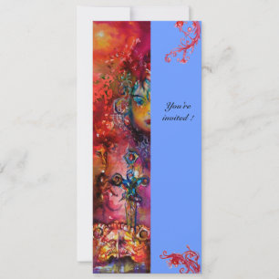 EXCALIBUR , bright red ,pink blue Invitation