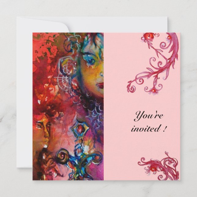 EXCALIBUR , bright red ,pink Invitation (Front)