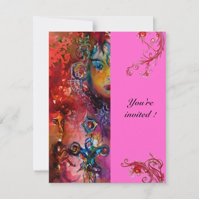 EXCALIBUR , bright red ,pink Invitation (Front)