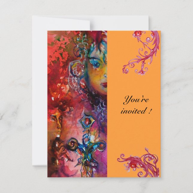 EXCALIBUR , bright red ,pink Invitation (Front)