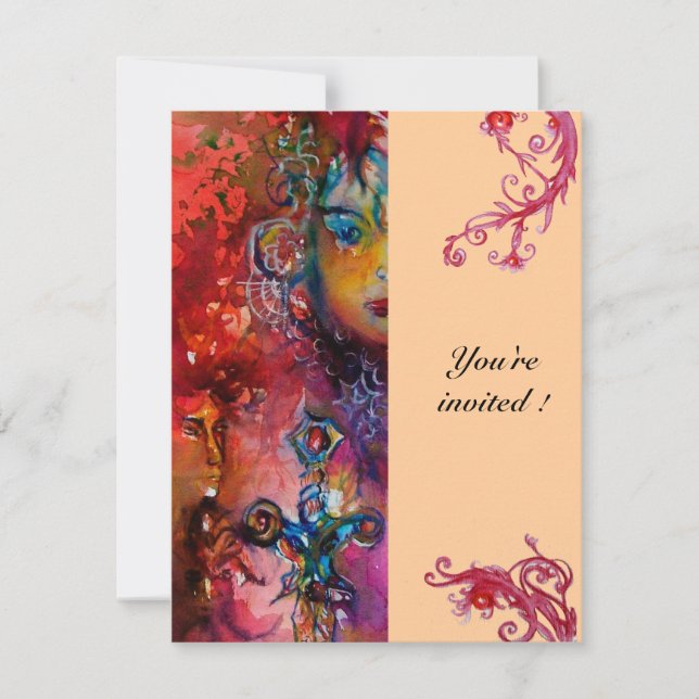 EXCALIBUR , bright red pink Invitation (Front)