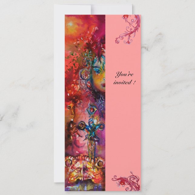 EXCALIBUR , bright red ,pink Invitation (Front)