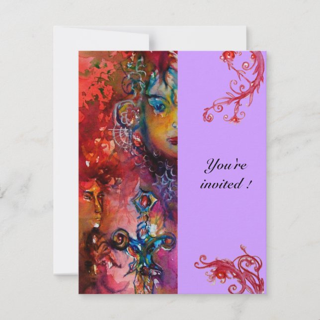 EXCALIBUR , bright red ,pink violet Invitation (Front)