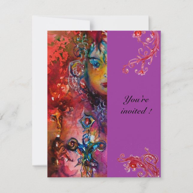 EXCALIBUR , bright red ,pink violet Invitation (Front)