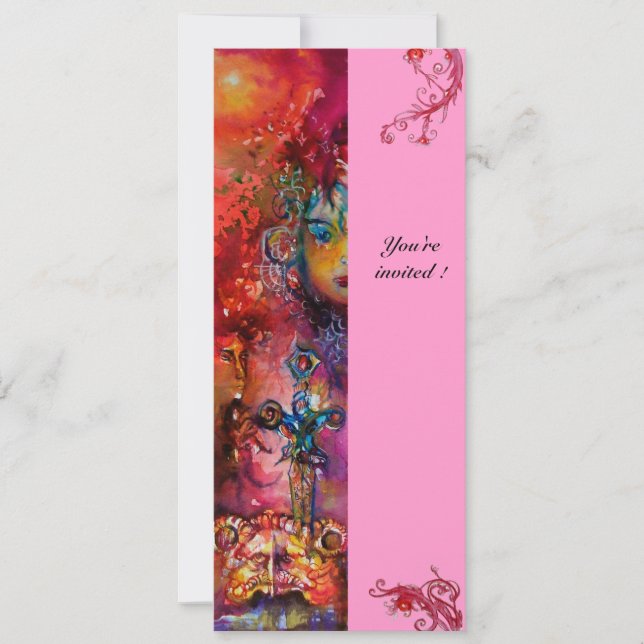 EXCALIBUR , bright red ,pink violet Invitation (Front)
