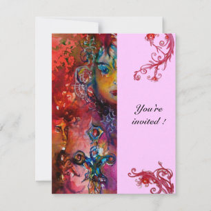 EXCALIBUR , bright red pink violet Invitation